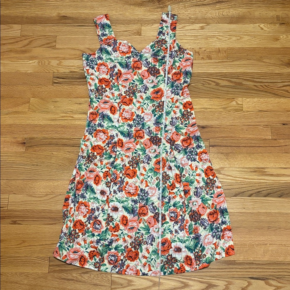 J. Peterman Retro Pink Floral 100% Cotton Midi Dress Sz 12 - Picture 10 of 12